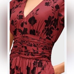 Wayward Fancies Floral Print Crepe Pleat Waist Dress Women Size 1X Dressy Formal